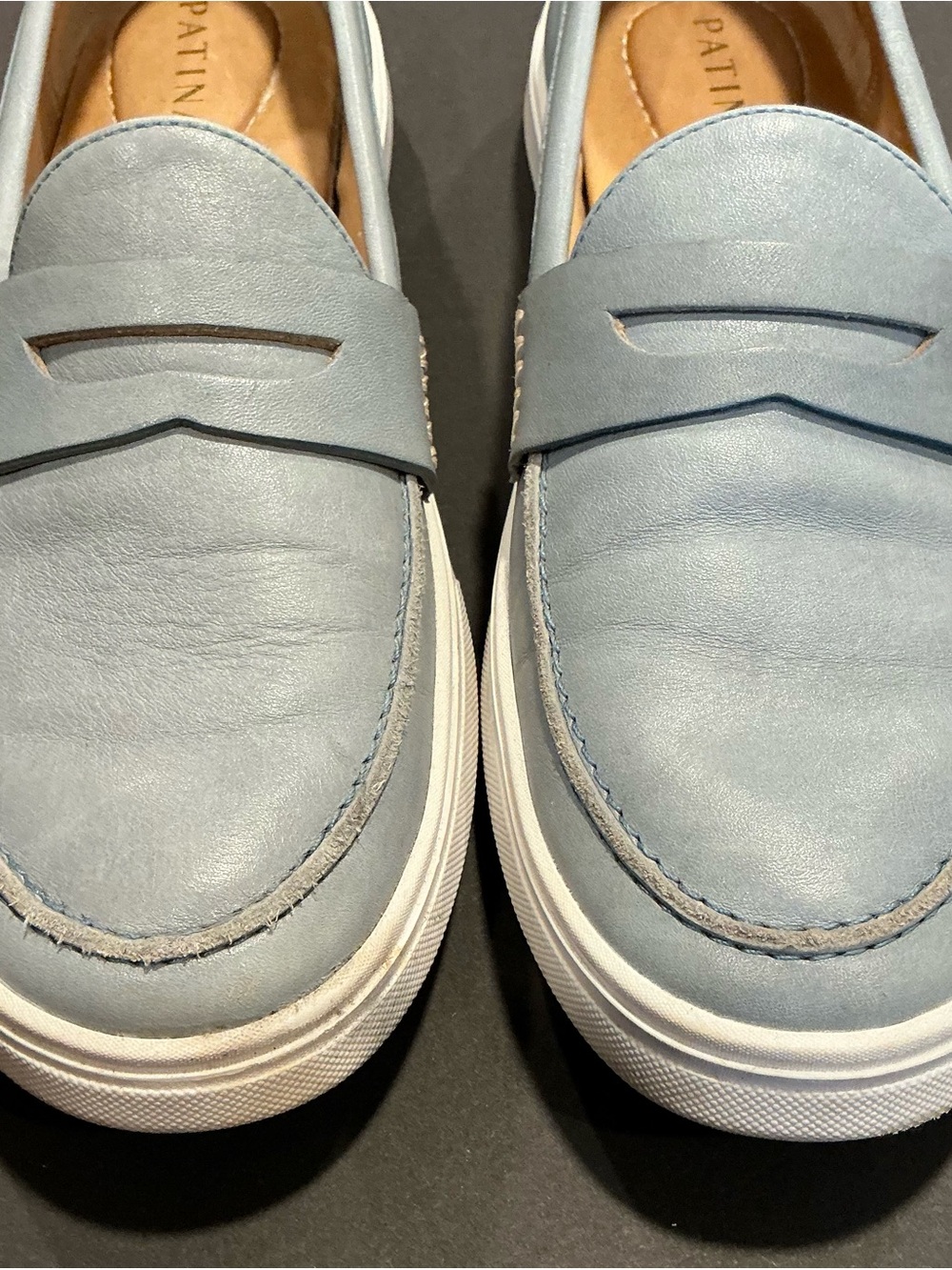 Portland Leather Patina Blue Leather Loafers Size 10.5 Fits 10 - Picture 6 of 11